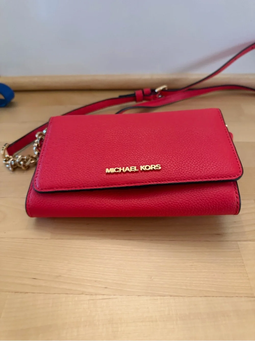 Michael Kors Red Pebbled Leather Crossbody